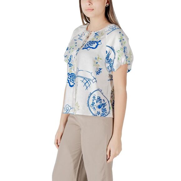 ICHI White Viscose Women's Shortsleeve